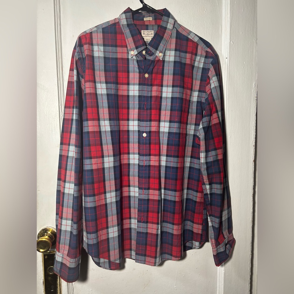 J.Crew Men’s Large Plaid Long Sleeve Button Up